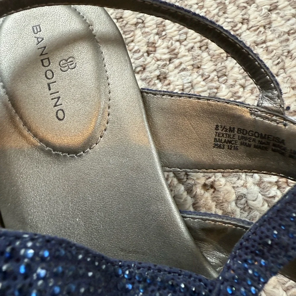 Bandolino Navy Glitter Wedge Sandals